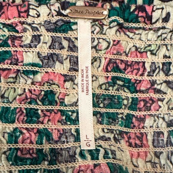 Free People One More Time Tube Top Green Pink Floral Strapless Size Large - Picture 7 of 9